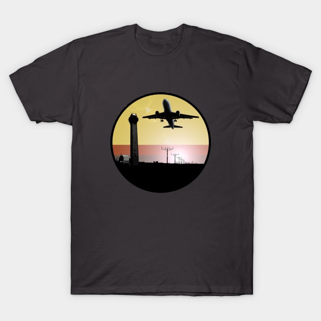 ATC: Air Traffic Control Tower & Plane T-Shirt by Jared S Davies